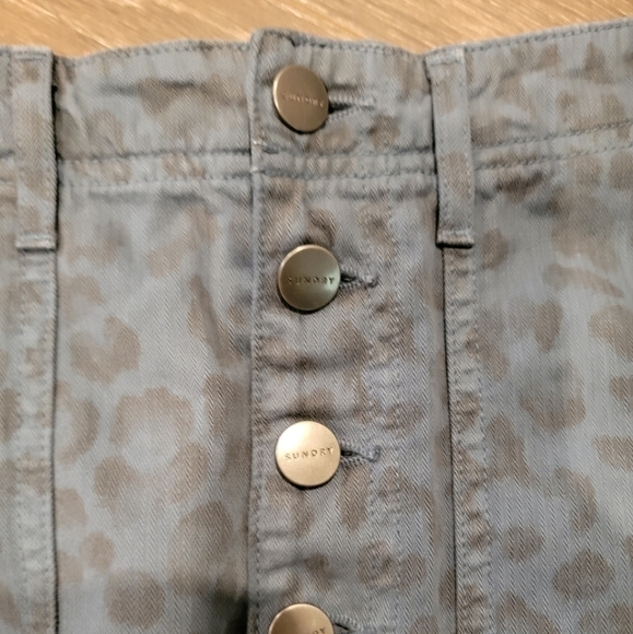 SUNDRY ANTHROPOLOGIE Size 28 Blue Leopard Cargo Button Fly Skirt NWT - Picture 6 of 10